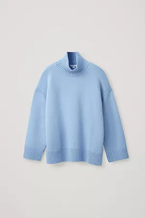 LAMBSWOOL OVERSIZED ROLL-NECK JUMPER - Light blue - Jumpers - COS