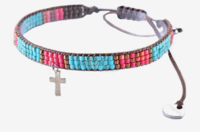 Turquoise Cross Bead Bracelet