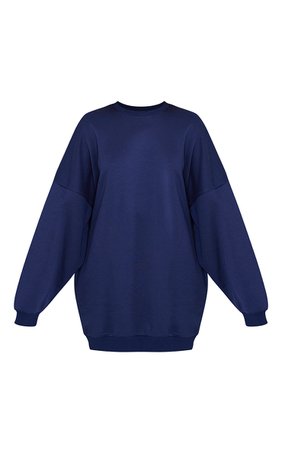 Recycled Petite Navy Navy Buffalo New York Graphic Sweat Sweater Dress | PrettyLittleThing USA