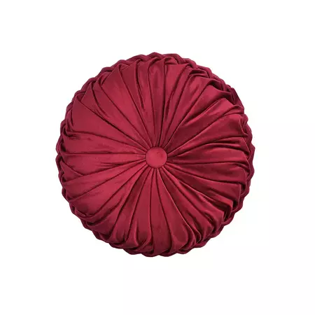 Lush Decor Round Pleated Soft Velvet Decorative Pillow
