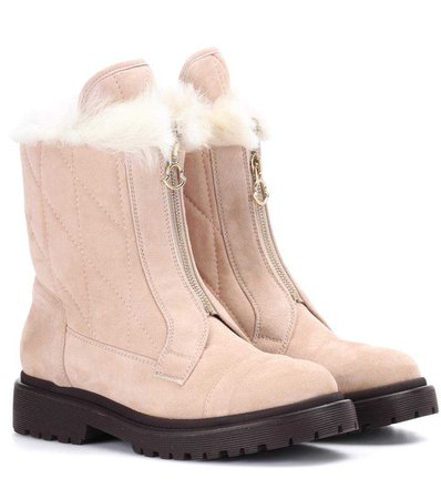 MONCLER Alexandra fur-lined suede ankle boots