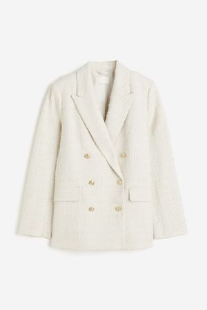 Oversized Bouclé Blazer - White - Ladies | H&M US