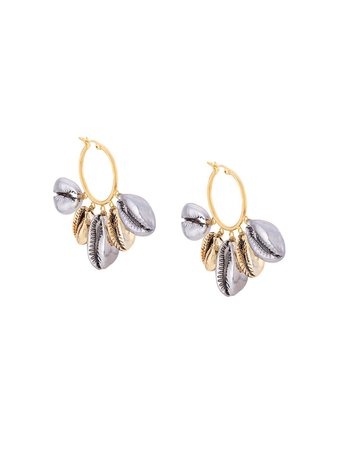 Venessa Arizaga Mixed Metallic Shell Earrings Ss20 | Farfetch.com