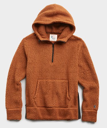 Polartec Sherpa Hoodie in Burnt Toffee - Todd Snyder