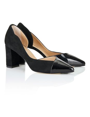 Pointed block heel court shoes, black, black | MADELEINE Fashion