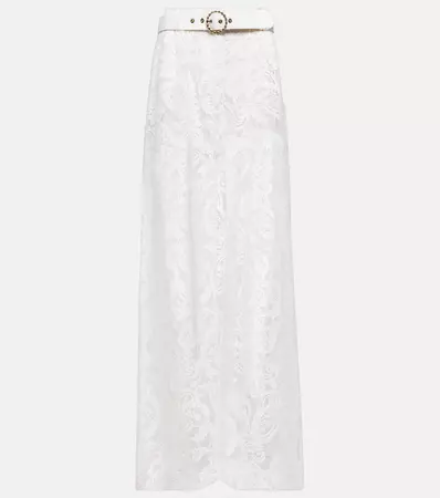 Embroidered High Rise Wide Leg Pants in White - Zimmermann | Mytheresa