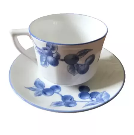 Tiffany & Co Nature Blueberry Tea Cup & Saucer Company Blue White 13552274 Set | eBay