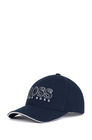BOSS - Gorra con logo bordado en piqué con elástico