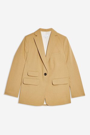 Single Breasted Jacket with Linen | Topshop brown