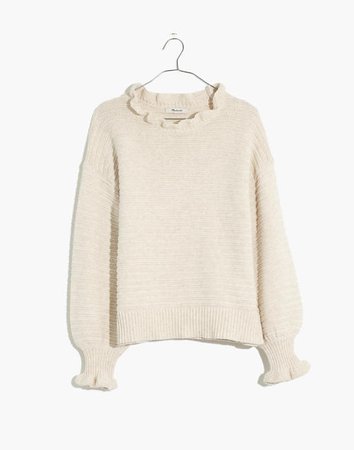 Ruffle-Neck Pullover Sweater