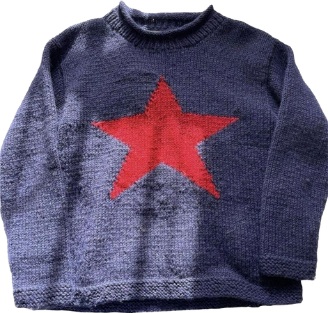 knitted blue red star sweater