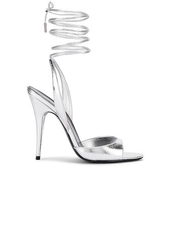 Saint Laurent Anouk Sandals in Silver | FWRD