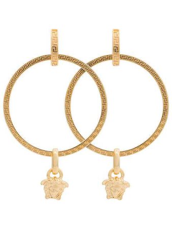 Versace Gold Metallic Medusa Hoop Earrings - Farfetch