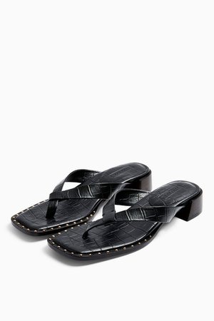 VERSE Black Leather Mule Sandals | Topshop