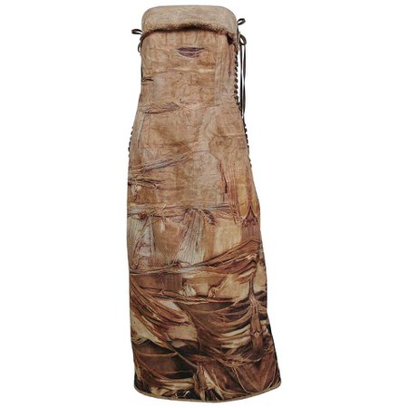 Jean Paul Gaultier Stunning Torn Fabric Trompe L'Oeil Bustier Dress USA Size 10 For Sale at 1stdibs