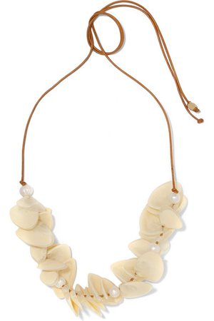 Dinosaur Designs | Pipi leather, resin and faux pearl necklace | NET-A-PORTER.COM