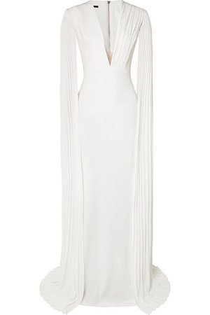 Alex Perry | Clemence tulle-trimmed crepe gown | NET-A-PORTER.COM