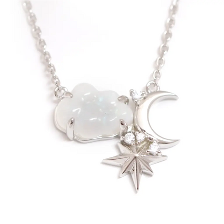 silver moon and star necklace