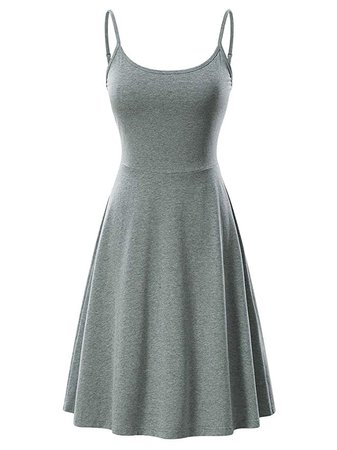 VETIOR Women's Sleeveless Adjustable Strappy Flared Midi Skater Dress (Small, Dark Grey) at Amazon Women’s Clothing store