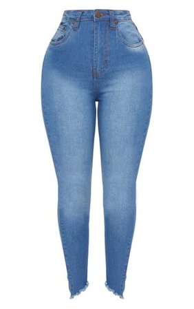 Shape Mid Wash High Waist Skinny Jeans | PrettyLittleThing