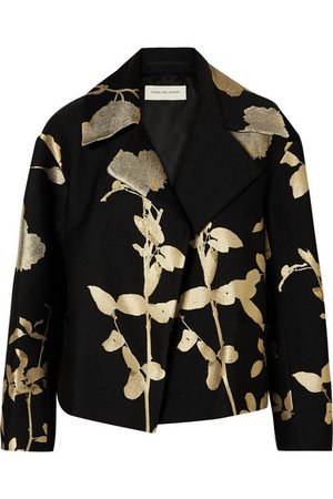 Dries Van Noten | Vaudi cropped metallic floral-jacquard jacket | NET-A-PORTER.COM
