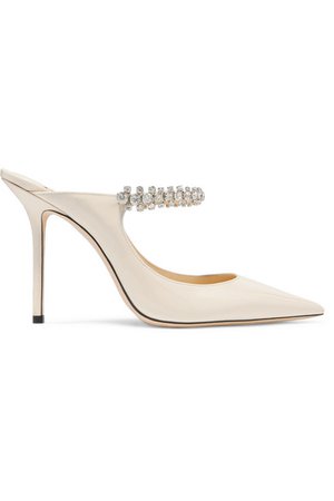 Jimmy Choo | Bing 100 crystal-embellished patent-leather mules | NET-A-PORTER.COM