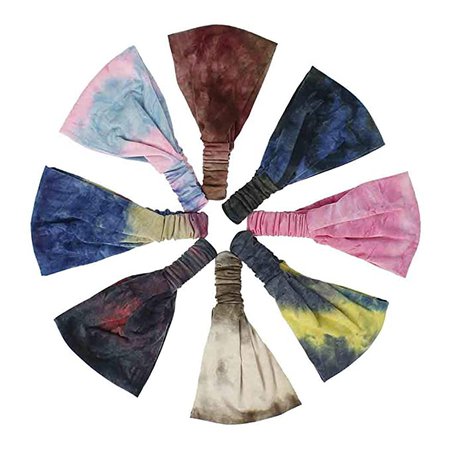 Amazon.com : Olbye Boho Headbands Women Wide Hairbands Elastic Turban Head Wraps Tie Dye Hair Bands Bandana Colorful Head Band Cover Workout Yoga Hair Band Hair Accessories for Women and Girls 8Pcs : Beauty & Personal Care