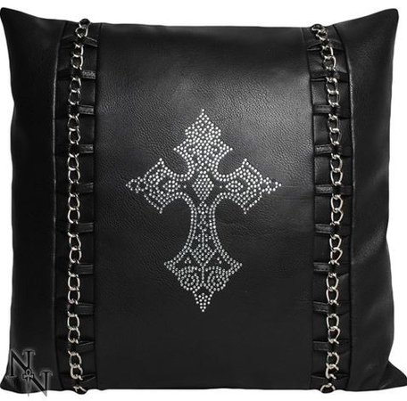 Goth Cushion - Diamante Crucifix and Chains | Event Prop Hire