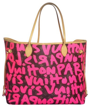Louis Vuitton Neverfull Graffiti Bag Gm Limited Rare Stephen Sprouse Shoulder Neon Pink Monogram Collectors Canvas Tote - Tradesy