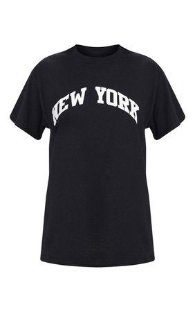 Black New York Slogan Oversized T Shirt | PrettyLittleThing