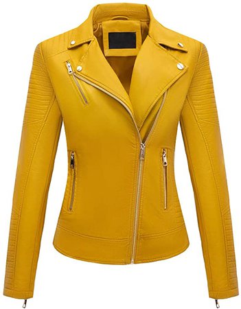 Giolshon Faux Leather Casual Short Jacket for Women, Moto Coat for Spring Fall and Winter