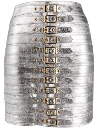 Manokhi Buckled Skirt A0000033 Silver | Farfetch