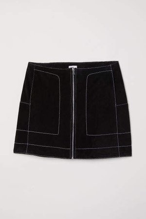 Short Suede Skirt - Black
