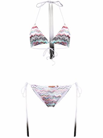 Shop Missoni zigzag-pattern tasselled bikini with Express Delivery - FARFETCH