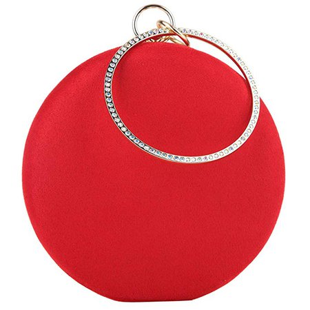 Amazon.com: Fawziya Velvet Ring Handle Clutch Crystal Evening Bags And Clutches-Red: Clothing