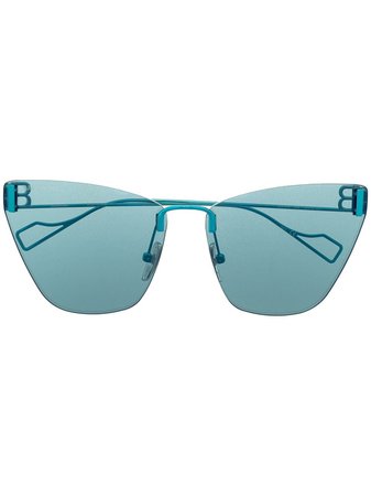 Balenciaga Eyewear BB logo cat-eye sunglasses blue BB0111S - Farfetch