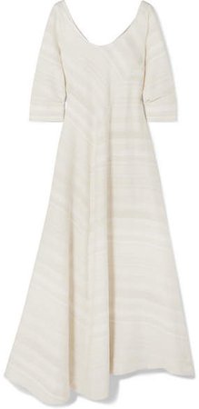 Paneled Textured-cotton Maxi Dress - Cream