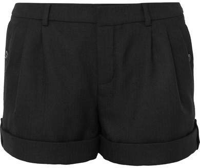 Pleated Wool Shorts - Black