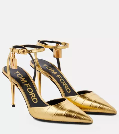 Padlock Leather Pumps in Gold - Tom Ford | Mytheresa