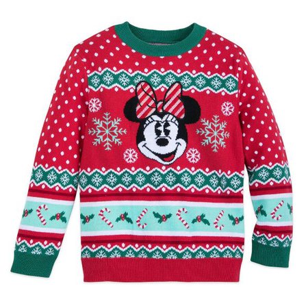 Girls' Disney Minnie Holiday Sweater - Red - Disney Store : Target