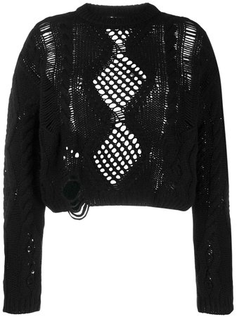 Amiri Distressed Cropped Sweater | Farfetch.com