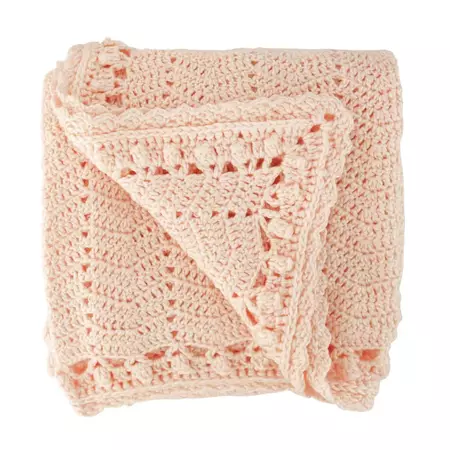 OB Designs | 4pc Crochet Baby Blanket, Bunting, Booties and Bonnet – Peach | Bambino Eco Toys