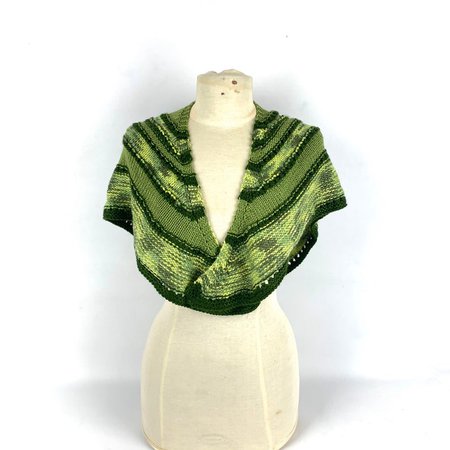 Hand knit green stripe shawl vintage knit wrap | Etsy