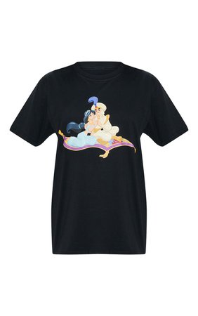 Black Disney Aladdin Black Printed Oversized T Shirt | PrettyLittleThing USA