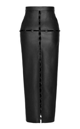 SITUATIONIST Button Detailed Leather Maxi Skirt