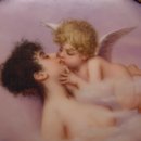 Antique Painted Porcelain Plaque Nude Lady With Cherub : Beverly Hills Antiques | Ruby Lane
