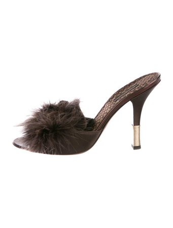 Louis Vuitton Monogram Marabou Slide Sandals w/ Tags - Shoes - LOU208310 | The RealReal