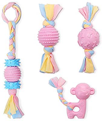Pet Supplies : Vaburs Puppy Teething Toys, Durable Pet Puppy Dog Chew Toys Set with Cotton Rope for Puppies and Small Dogs(Pink) : Amazon.com