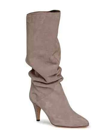 Taupe Slouchy Kitten Heel Wide Calf Boots – Bella Valentina LA