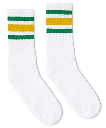 white green yellow stripe socks